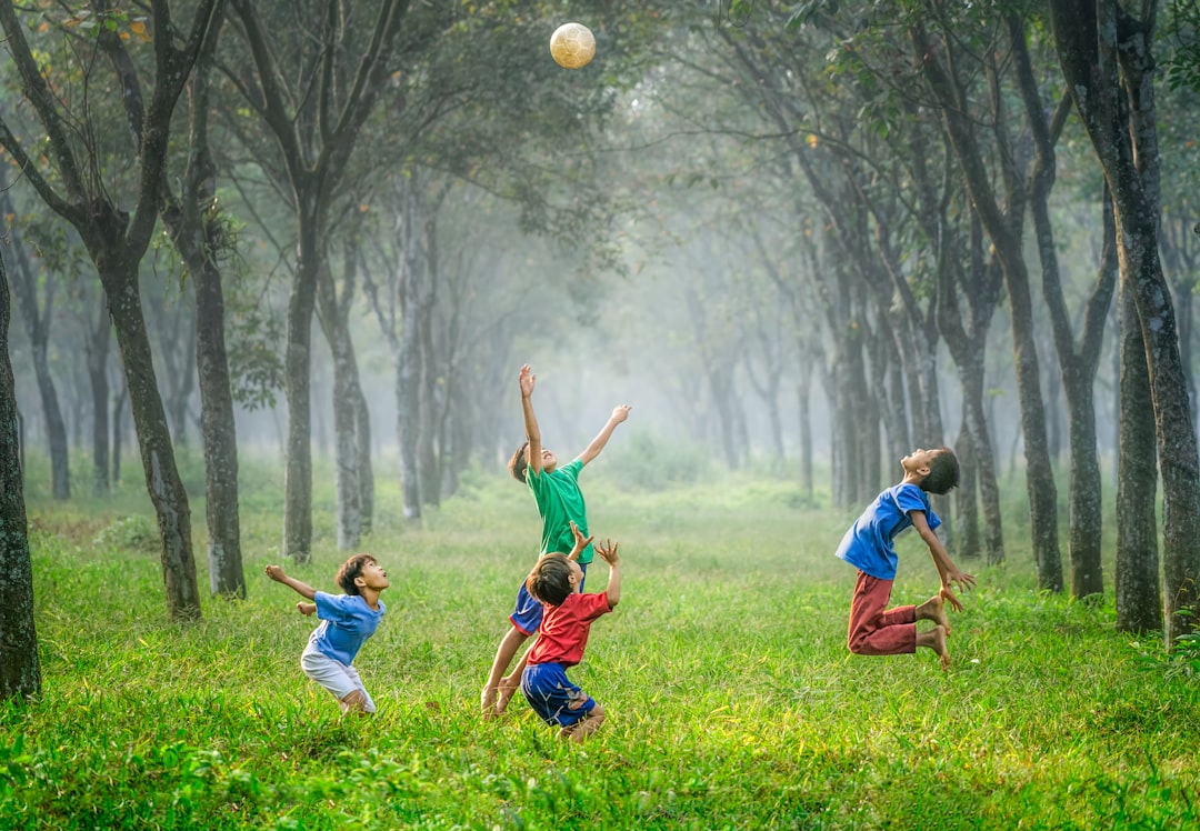 Children playing and exercising outdoors